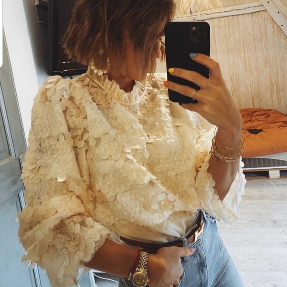 Zara Ruffled sequin top - Picture 7 of 14